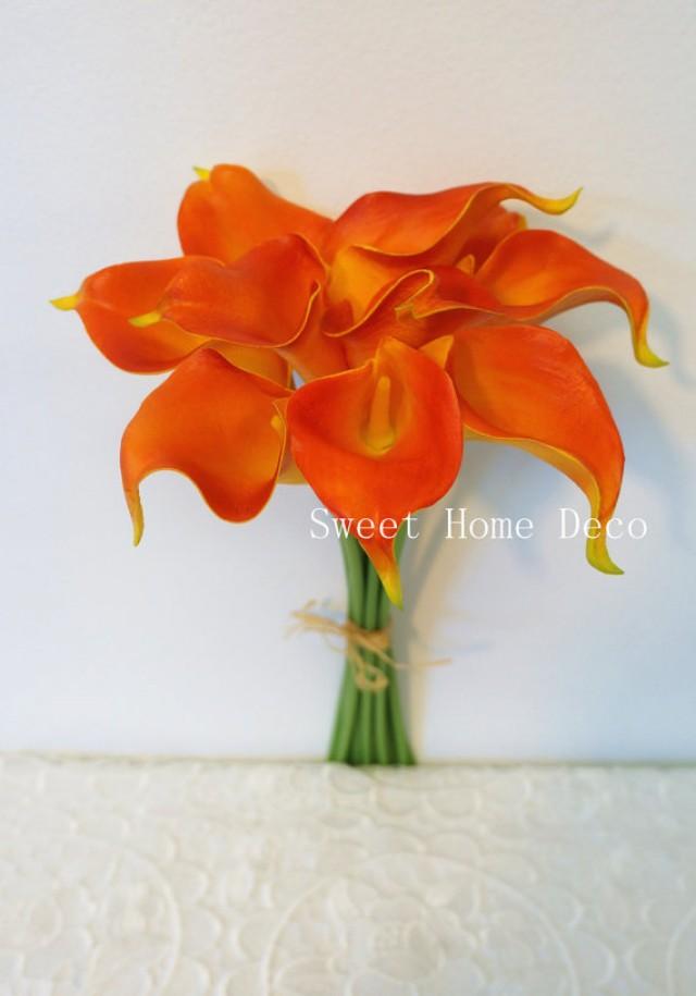 15" Latex Real Touch Artificial Calla Lily 10 Stems Flower Bouquet For Wedding