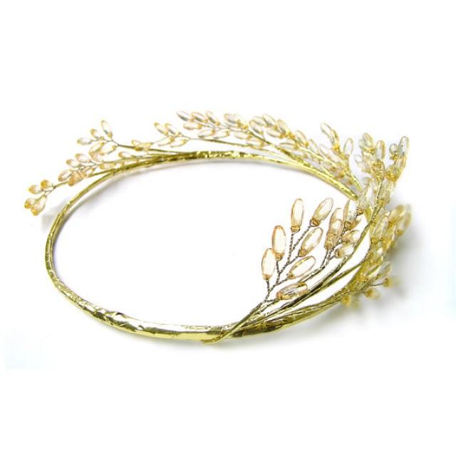 Gold Crown, Bridal Hair Vine, Gold Circlet, Gold Crown Greek Goddess
