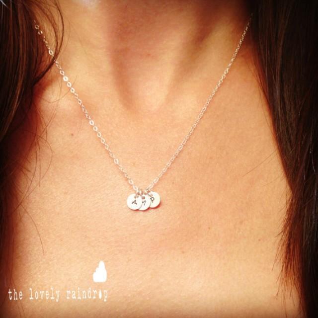 Customized Sterling Silver Necklace Hand Stamped 1/4" Initial