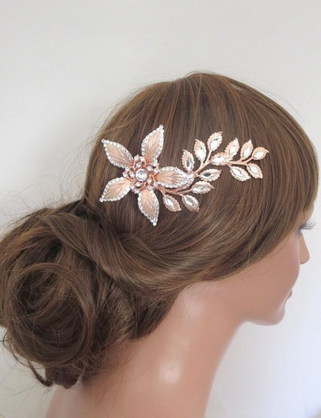 Rose Gold Hair Comb Rose Gold Headpiece Rose Gold Bridal Hair