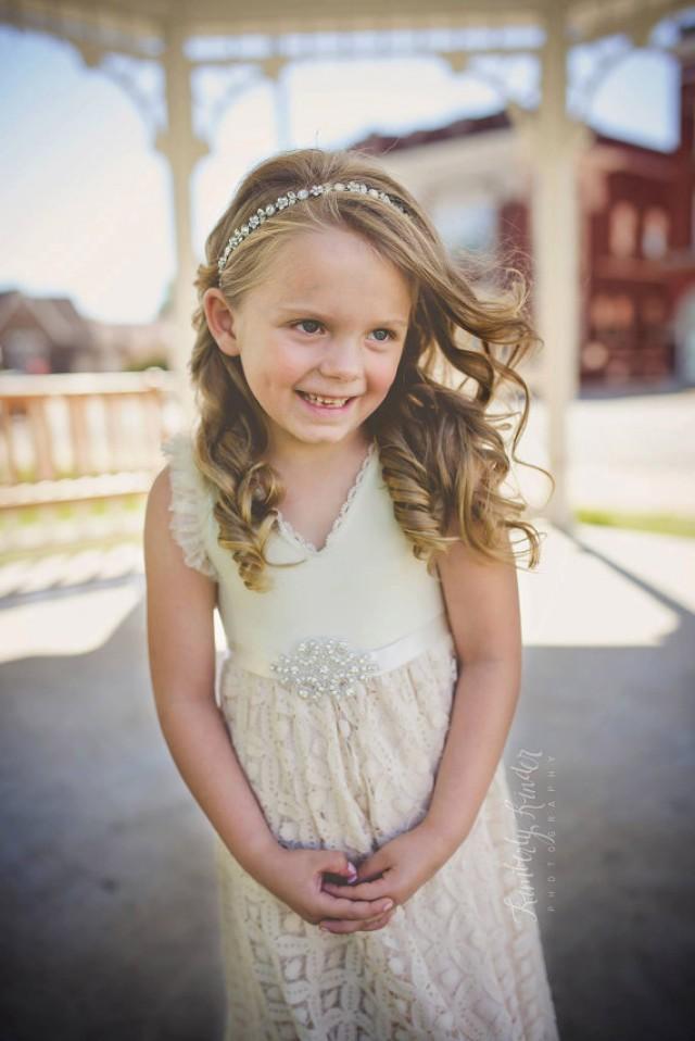 Toddler Rhinestones Boho Headband , Wedding Flower Girl Rhinestone