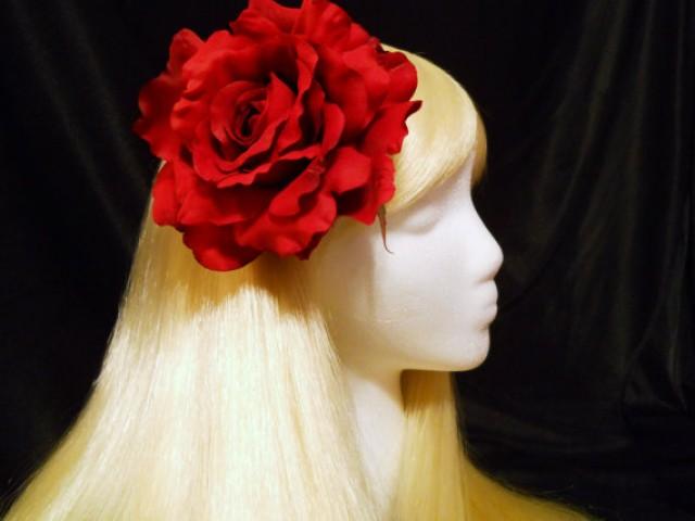 big red rose hair clip
