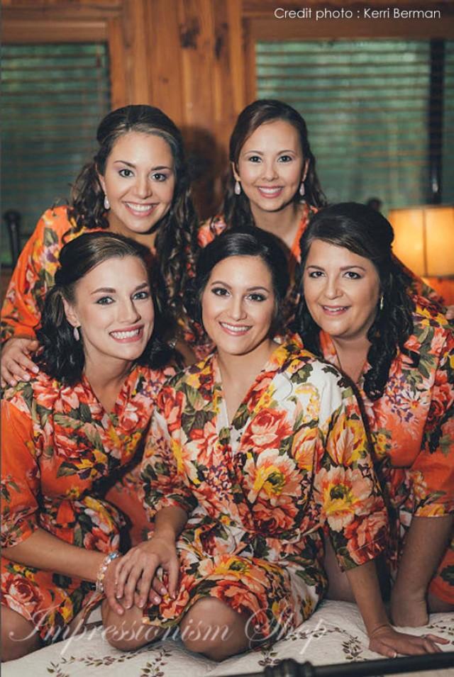 Bridesmaid Robes, Set Of 7, Bridesmaids Robe Floral, Maid Of Honor