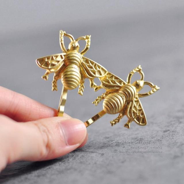 Bee Hair Pin Matte Gold Bee Hair Clip Bumblebee Hair Clip Honey