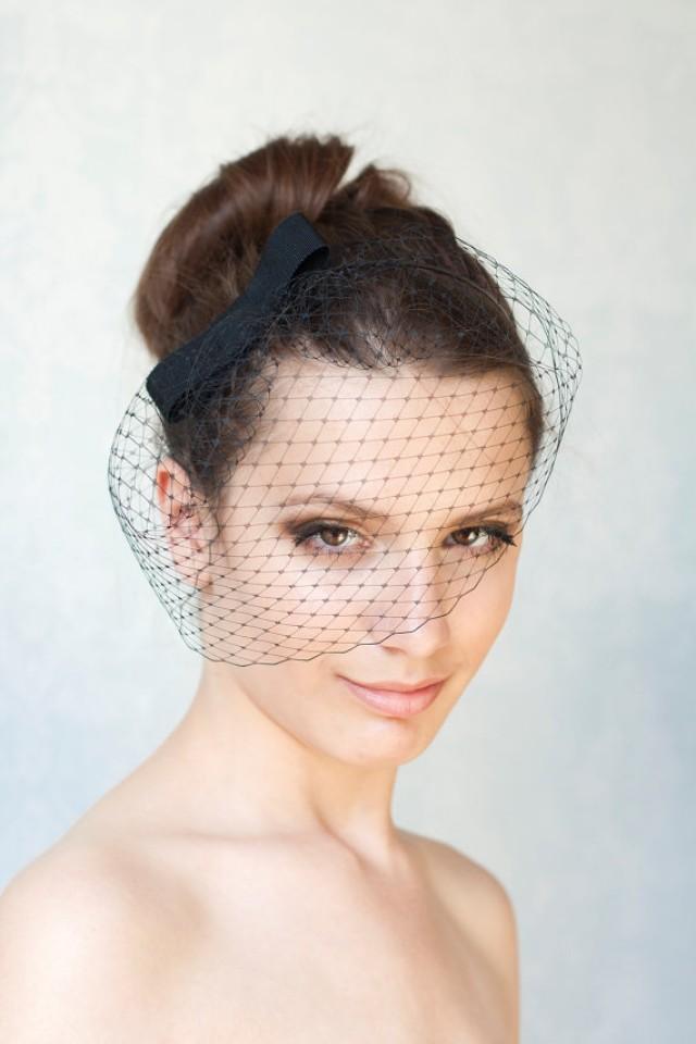 Black Birdcage Veil With Bow, Black Bow 