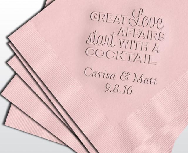 Wedding Cocktail Napkins Beverage Napkin Great Love Affairs Start