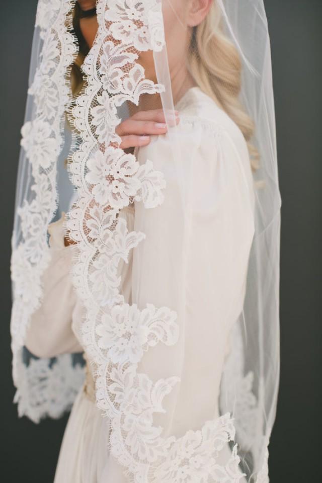 Lace Wedding Veil, Lace Bridal Veil, Mantilla Veil, Thick Lace Veil