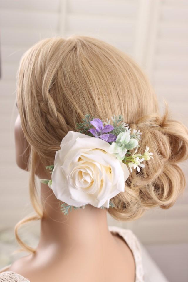 Bridal Silk Rose Flower Hairpiece Flower Hair Clip Bridal Accessory