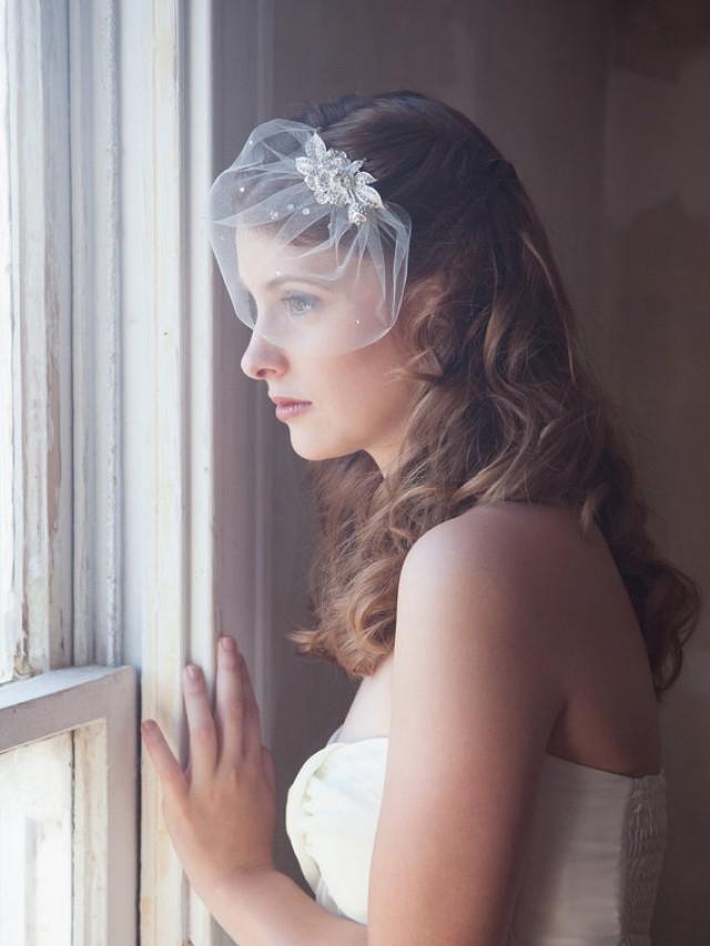 Crystal Bird Cage Veil Ivory Veil Ivory Bird Cage Veil Sparkle