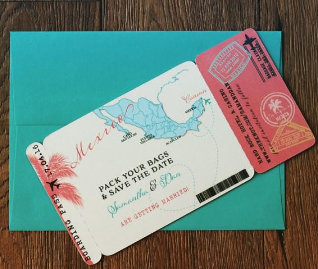 Boarding Pass Magnet Save The Date Mexico Map Destination