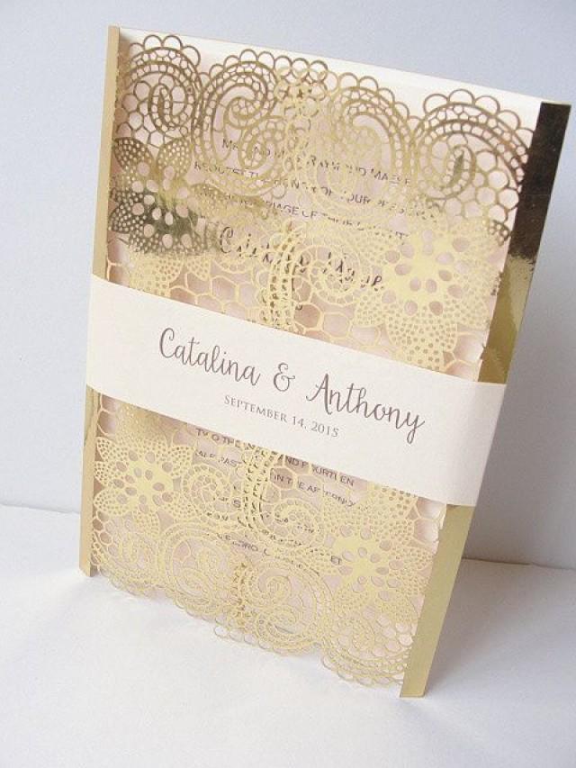 Laser Cut Wedding Invitation, Lace Laser Cut Wedding Invite, Lace