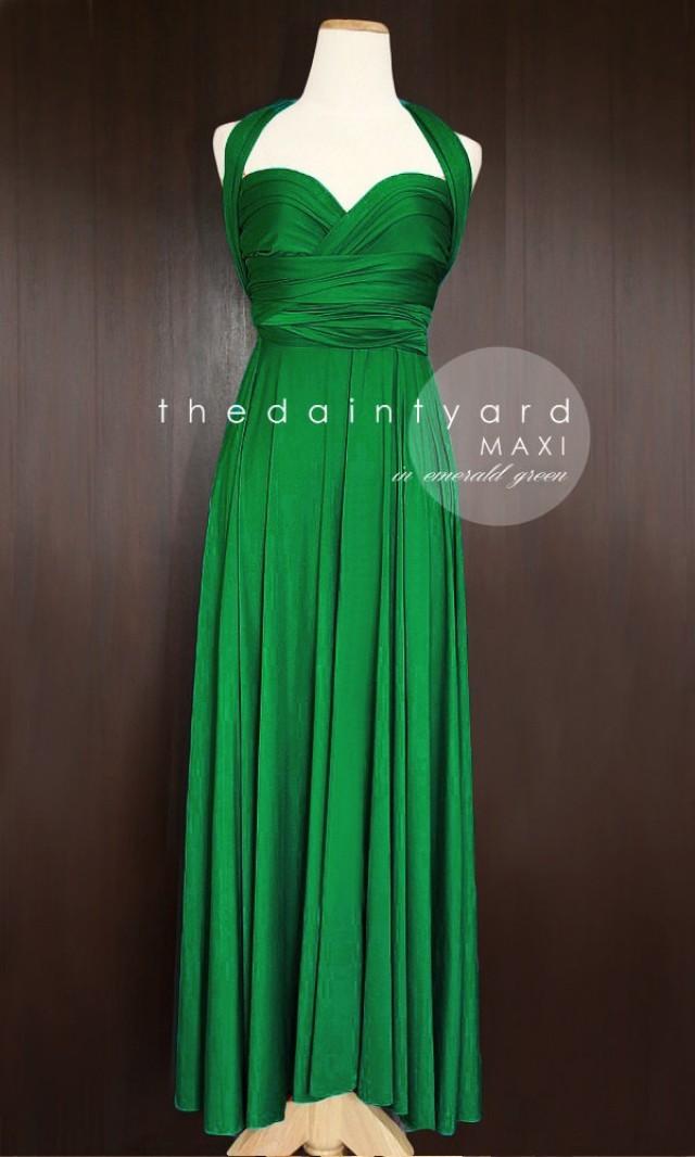 Maxi Emerald Green Bridesmaid Dress Convertible Dress Infinity Dress Multiway Dress Wrap Dress 6944
