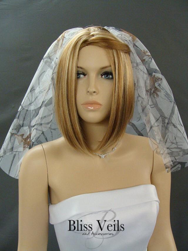 Mossy Oak New Break Up Ribbon Edge Veil, Shoulder Length Wedding Veil