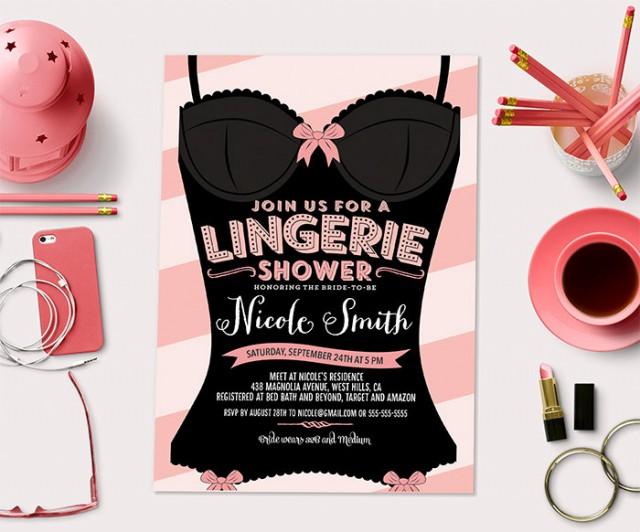 Burlesque Custom Printable Lingerie Shower Invitation Card 2396633 Weddbook 