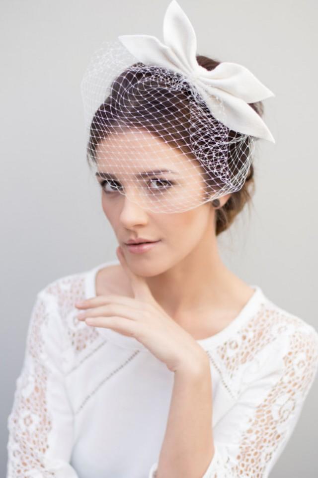 Birdcage Veil Bridal Fascinator Wedding Bow Headpiece Cute Ivory Wedding Veil Veils For 2183