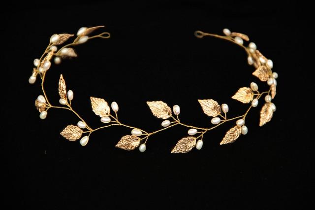 Greek Crown Gold Leaf Tiara Crystals Tiara Laurel Crown Grecian 