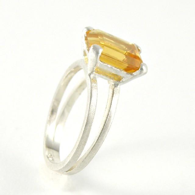 Citrine Ring November Birthstone , Citrine Engagement Ring In Sterling Silver , Solitaire