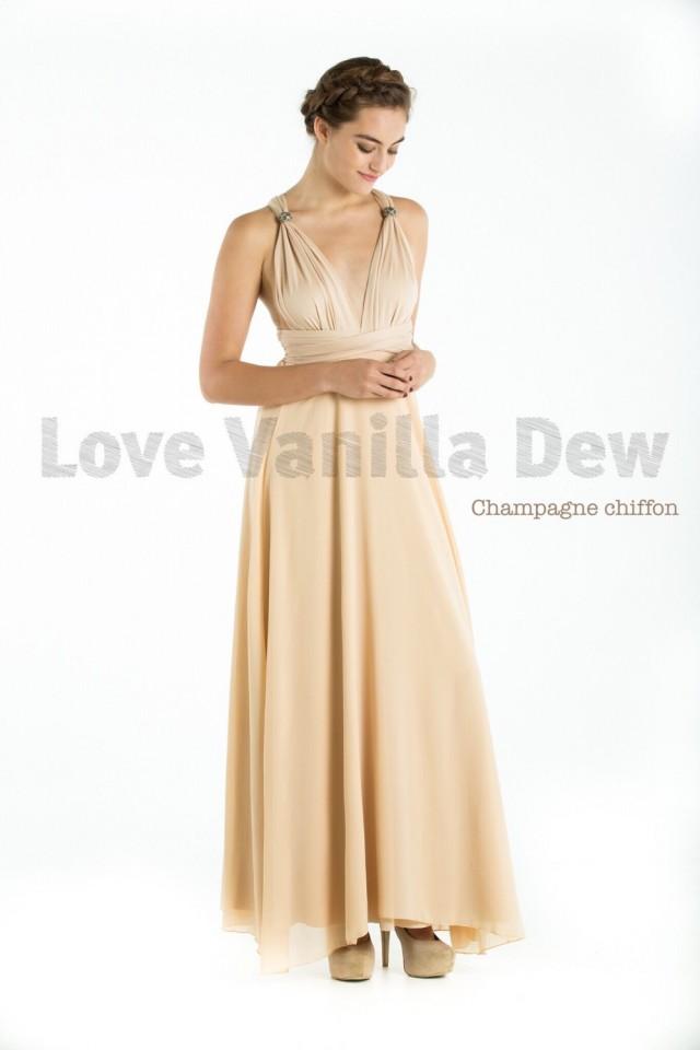 Bridesmaid Dress Infinity Dress Champagne With Chiffon Overlay Floor