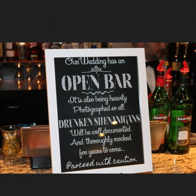 Open Bar Sign, Wedding Sign, Bar Sign, Open Bar Drunken Shenanigans