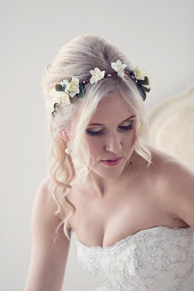 Flower Crown, Floral Headband, Bridal Crown, Wedding Circlet, Ivory