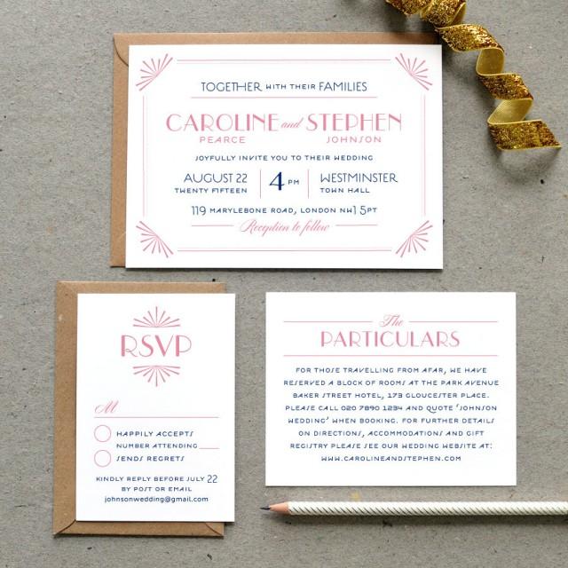 Printable Wedding Invitation PDF / 'Glamourous Gatsby' Art Deco