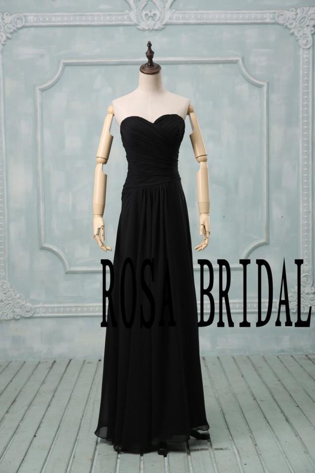 Black Bridesmaid Dress / Sweetheart Chiffon Bridesmaid Dress / Cheap
