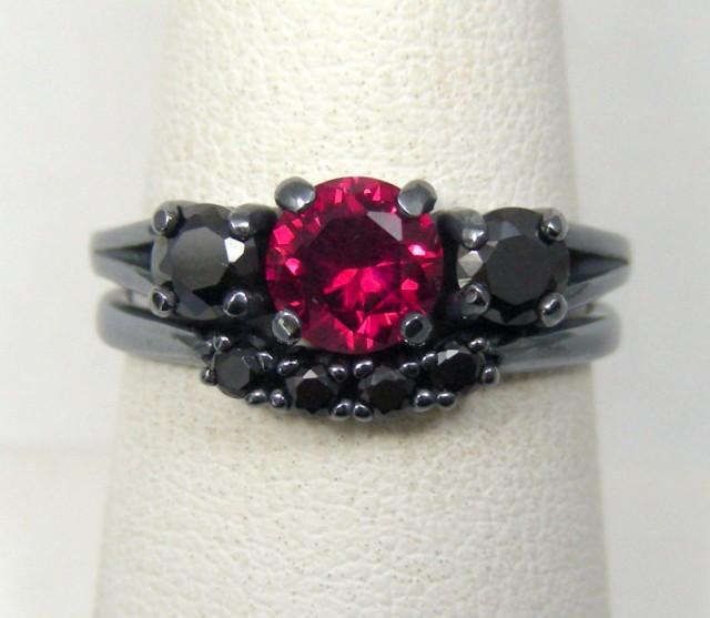 3 DAY SALE Gothic Wedding Rings Goth Engagement #2400097 - Weddbook