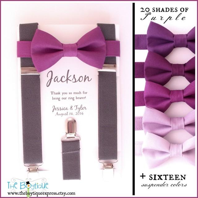 Cassis Bow Tie, Grey Suspenders, Adult Suspenders, Toddler Suspenders, Baby, Boys, Kids, Berry