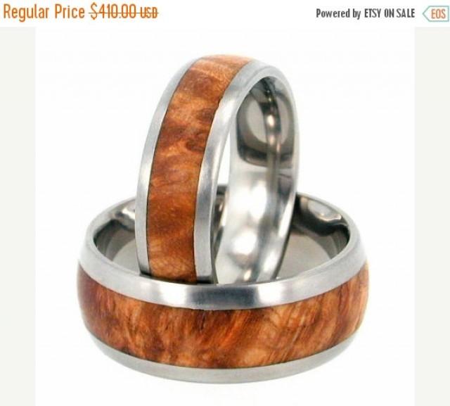 Holiday Sale 10 Off Titanium Ring Set, Black Ash Burl Wood Rings