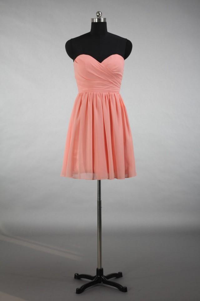 Peach Pink Bridesmaid Dress, Aline Sweetheart Short Chiffon Bridesmaid Dress 2401425 Weddbook