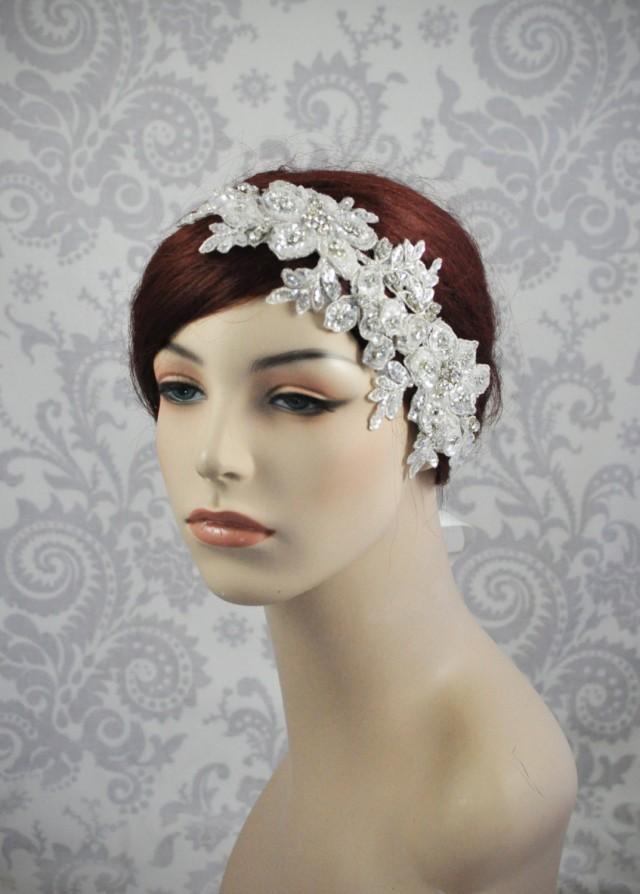 Bridal Headband With Crystals, And Tiny Sequins, Crystal Hair