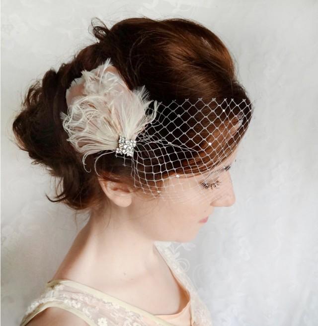 Feather Hair Clip, Bridal Hairpiece, Wedding Head Piece, Feather