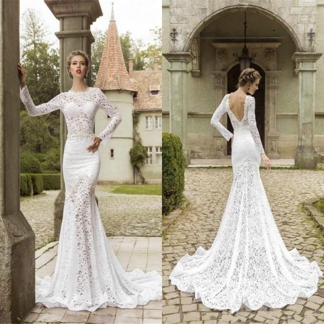 fitted long train wedding dresses