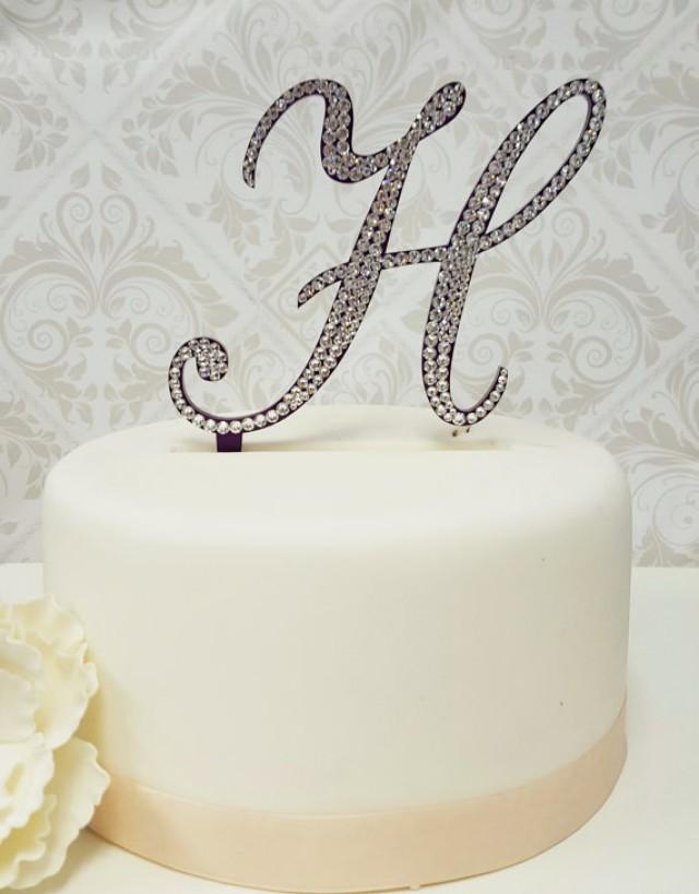 5 Inch Tall Monogram Wedding Purple Cake Topper Elegant Fontscrystal Swarovski Crystal