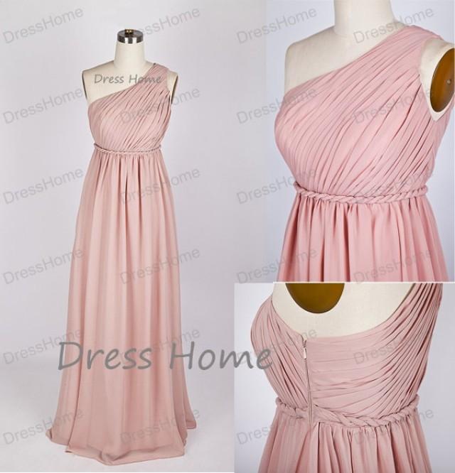Blush Pink Bridesmaid Dress Oneshoulder Bridesmaid Dress/Long Prom Dress/Cheap Bridesmaid