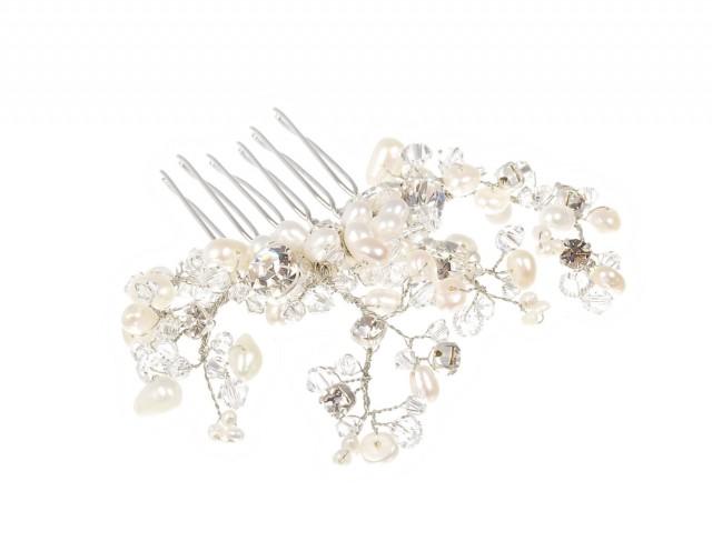 Pearl Wedding Hair Comb Freshwater Pearls And Crystals Spray Comb