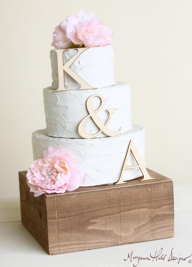 Personalized Cake Topper Wood Initials Rustic Chic Country Barn Decor