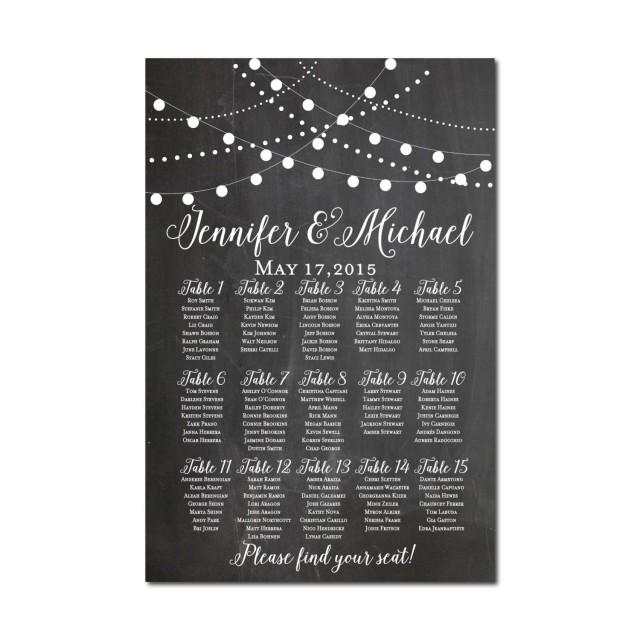 Wedding Seating Chart - Chalkboard Wedding - String Lights - Printable ...