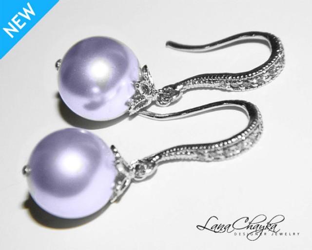 On Lavender Pearl Drop Earrings Light Violet On Lavender Pearl Drop Earrings Light Violet Wedding Swarovski 10mm Free Us Shipping 2407502