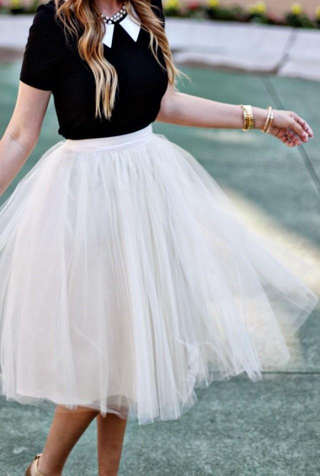 Adult Tulle Skirt Ladies Stylish Tutu Dress Custom Dress Tea Length Tulle Skirt Engagement 