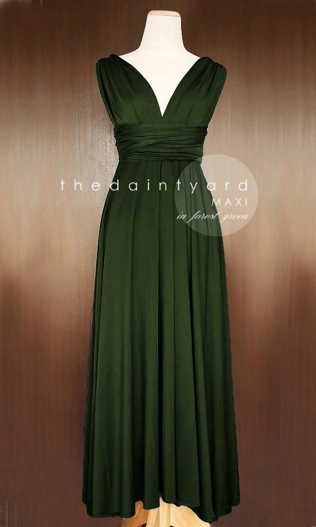 Maxi Forest Green Bridesmaid Dress Convertible Dress Infinity Dress Multiway Dress Wrap Dress 5428