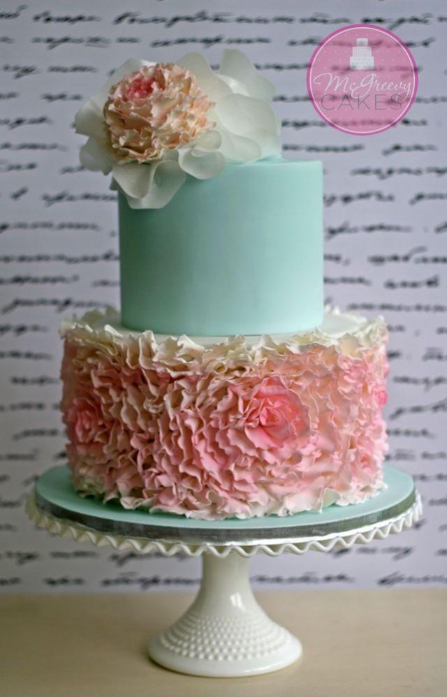 Wedding Theme Fondant Rosette Ruffles Cake 2409757 Weddbook