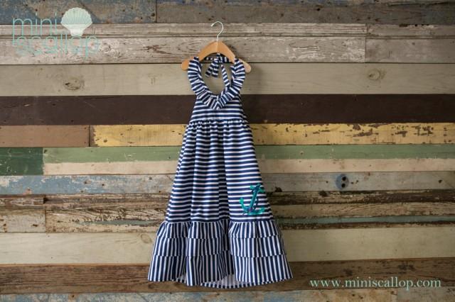 Girls Toddler Nautical Anchor Stripe 