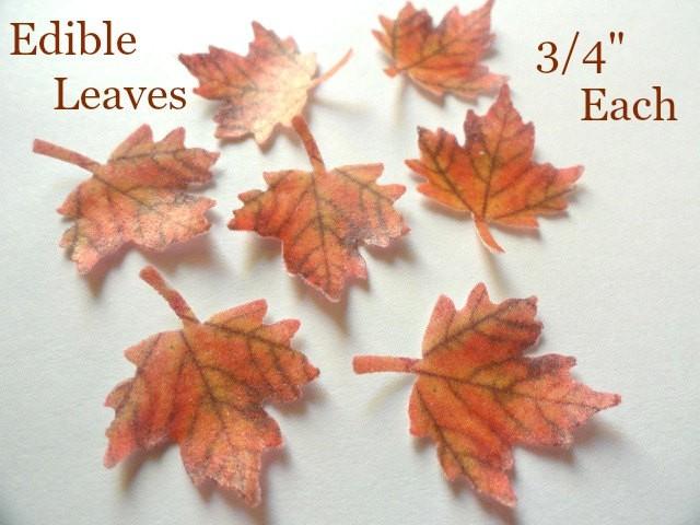 Free Ship 32 Orange Maple Leaf Set Small Edible Wafer Paper