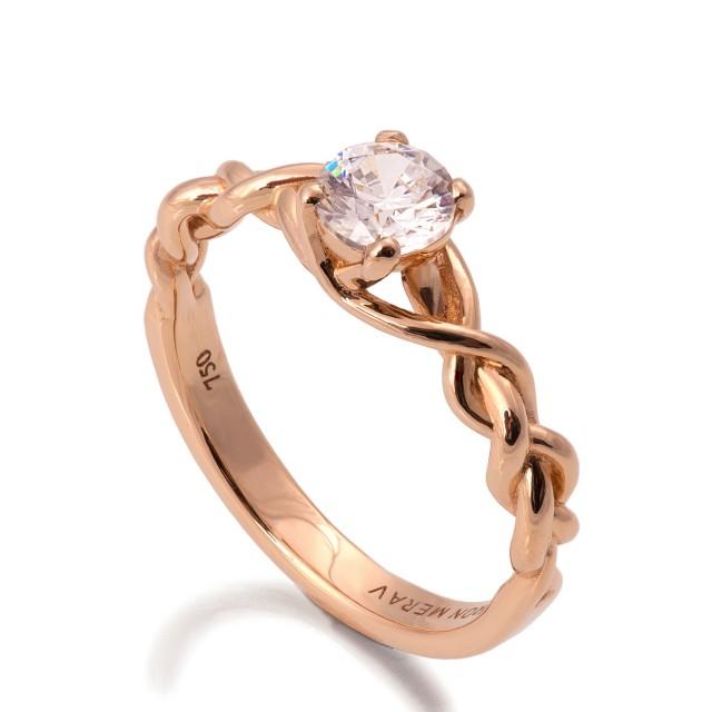 Braided Engagement Ring 18K Rose Gold And Diamond Engagement Ring