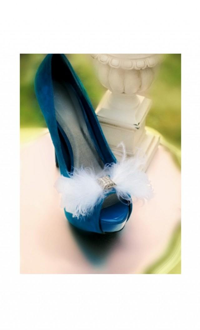 Shoe Clip White / Ivory / Black / Blue / Red Bow. Goose Ostrich