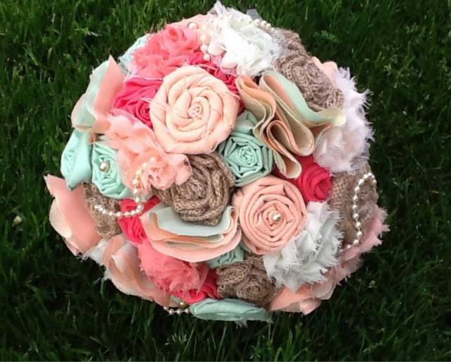 Fabric Bouquet, Fabric Flower Bouquet, Fabric Bridal Bouquet, Shabby