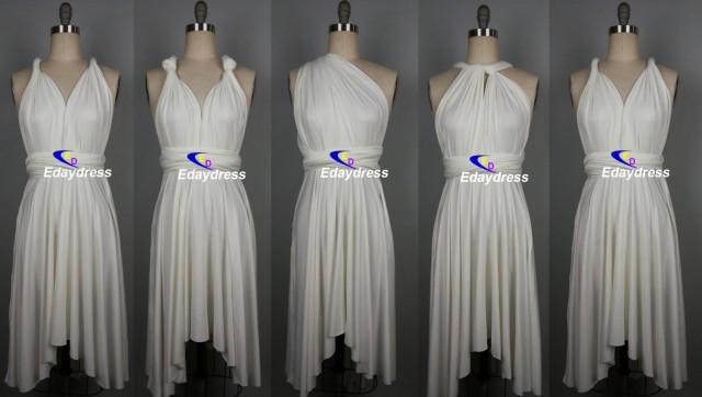 white knee length wrap dress