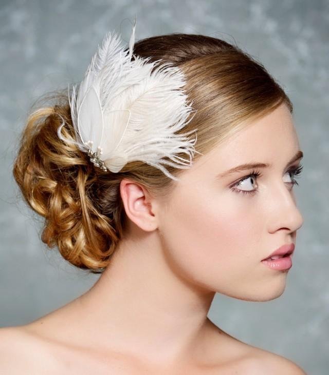 ivory feather fascinator