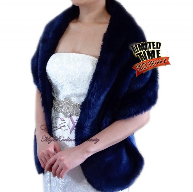navy blue fur shawl